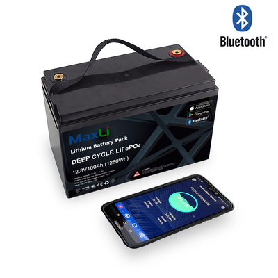 MaxLi LiFePO4 Battery 12V 100Ah Smart Lithium Battery For RV/Caravan/Campering Built-In Bluetooth