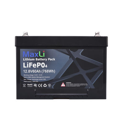High Power Lifepo4 Lithium Battery Pack 12V 60Ah Long Cycle Grade A Safety